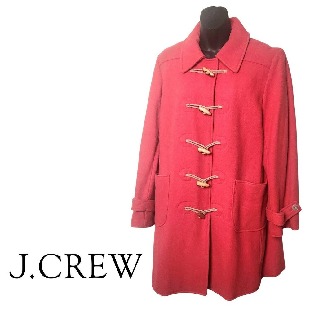 J.Crew Red Wool Toggle Coat Classic Winter Outerwear